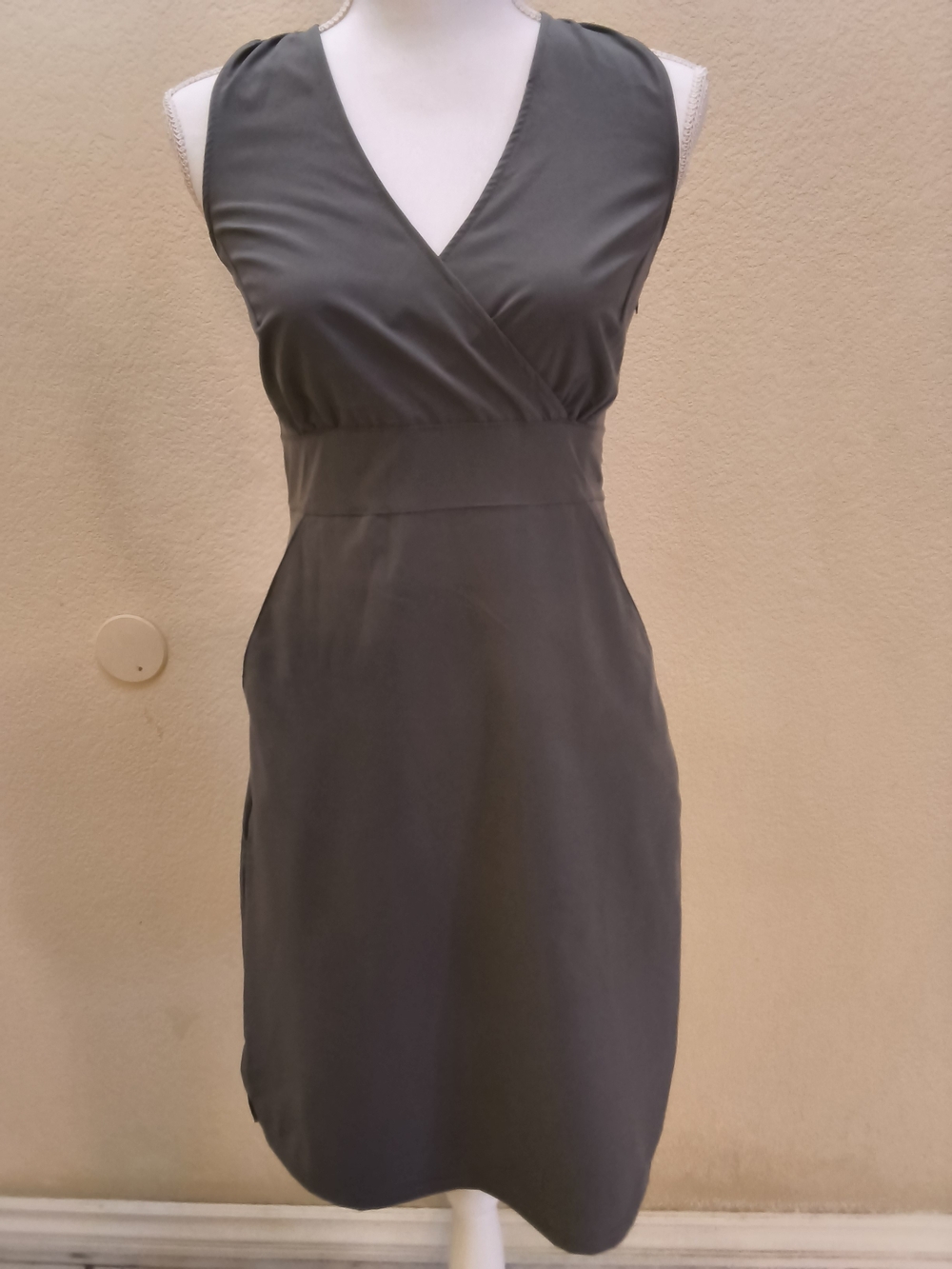 lola Sleeveless Wrap-Front Gray Mini Dress